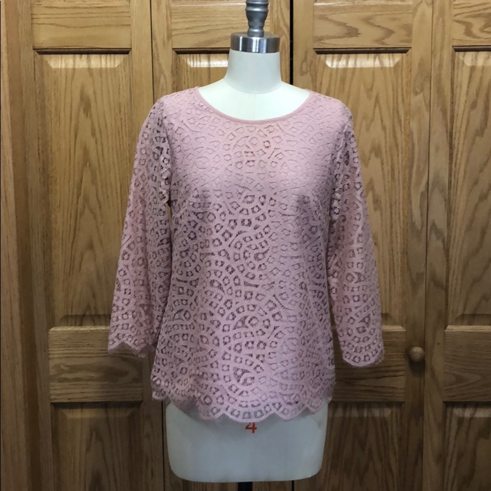 J. Crew pink lace top, sz. 4